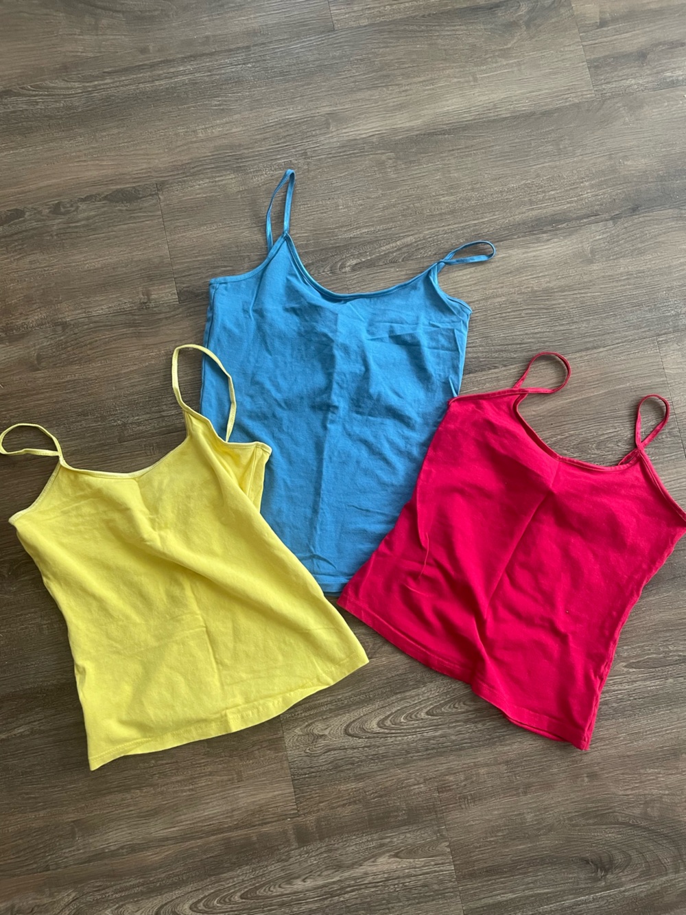 Vintage Y2K Bright Spaghetti Strap Tank Top - Pink, Blue, Yellow